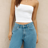 Divinity Strapless Crop Top White