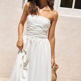 Deep Breaths Strapless Maxi Dress White