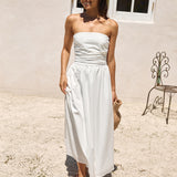 Deep Breaths Strapless Maxi Dress White