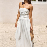 Deep Breaths Strapless Maxi Dress White