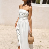 Deep Breaths Strapless Maxi Dress White