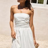 Deep Breaths Strapless Maxi Dress White