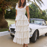 Mediterranean Muse Tiered Midi Dress Ivory