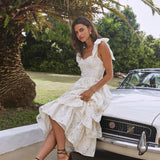 Mediterranean Muse Tiered Midi Dress Ivory