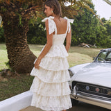 Mediterranean Muse Tiered Midi Dress Ivory