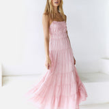 Renaissance Art Maxi Dress Pink