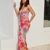 Found Oasis Mesh Maxi Dress Pink