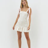 Blossom Embellish Mini Dress Cream