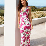 Garden Tour Satin Maxi Dress Pink