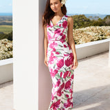 Garden Tour Satin Maxi Dress Pink