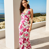 Garden Tour Satin Maxi Dress Pink