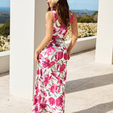 Garden Tour Satin Maxi Dress Pink