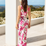 Garden Tour Satin Maxi Dress Pink