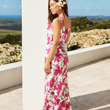 Garden Tour Satin Maxi Dress Pink