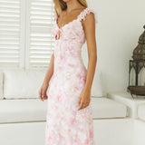 Tranquil Petal Floral Midi Dress Pink