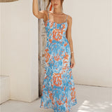 Peony Pillow Maxi Dress Blue