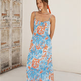 Peony Pillow Maxi Dress Blue