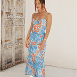 Peony Pillow Maxi Dress Blue