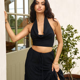 Fancy Evenings Halter Top Black