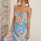 Peony Pillow Maxi Dress Blue