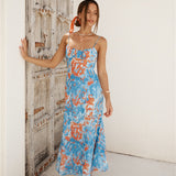 Peony Pillow Maxi Dress Blue