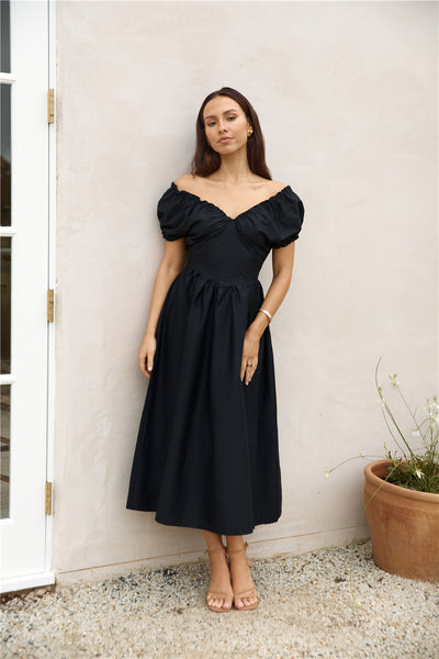 Upon A Dream Midi Dress Black