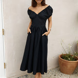 Upon A Dream Midi Dress Black