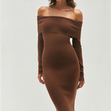 Serena Knit Maxi Dress Brown