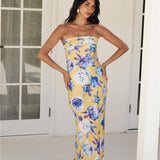 True Royalty Strapless Maxi Dress Yellow