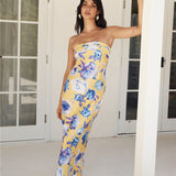 True Royalty Strapless Maxi Dress Yellow