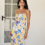 True Royalty Strapless Maxi Dress Yellow