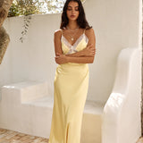 Secret Admirer Satin Maxi Dress Yellow