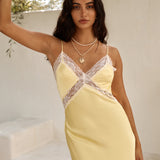 Secret Admirer Satin Maxi Dress Yellow