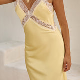 Secret Admirer Satin Maxi Dress Yellow