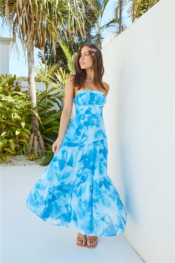 Sienna Strapless Maxi Dress Blue