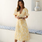 Sunshine Serenade Midi Dress Yellow