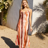 Thinking Of You Satin Maxi Dress Orange