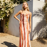 Thinking Of You Satin Maxi Dress Orange