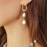 18k Gold Plated Sea Shore Pearls Earrings Gold