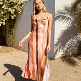 Thinking Of You Satin Maxi Dress Orange