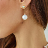 18k Gold Plated Pearl Drop Earrings Gold