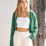 Soft Touch Wool Blend Cardigan Green