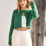 Soft Touch Wool Blend Cardigan Green