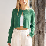 Soft Touch Wool Blend Cardigan Green