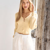 Chilly Days Ribbed Cardigan Top Yellow