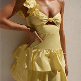 Ruffled Out Mini Dress Yellow