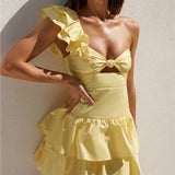 Ruffled Out Mini Dress Yellow