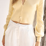 Chilly Days Ribbed Cardigan Top Yellow