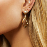 18K Gold Plated Fresh Water bay Earings Gold