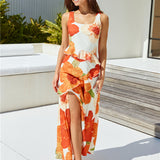 Tangerine Trees Maxi Dress Orange